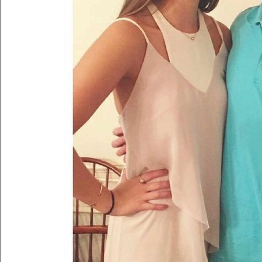 Neutral, lightweight chiffon dress